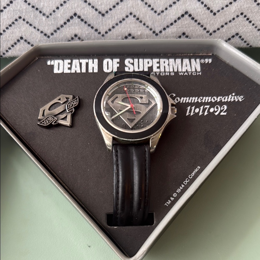 DC Comics Superman Silver and Black Men's Watch with Red Accent